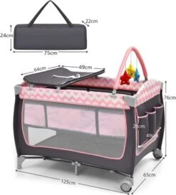 COSTWAY® 3-in-1 Reisebett Mit Matratze & Spielzeugstange -Baby Lieferungen Geschäft 30417030 04