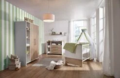 Schardt Komplett Kinderzimmer Eco Plus Groß, 3 Tlg., (Kinderbett, Wickelkommode Und Kleiderschrank 3-trg.), Weiß/Halifax Eiche