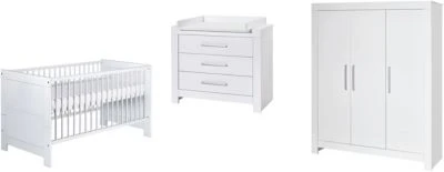Schardt Komplett Kinderzimmer Nordic White, 3-tlg.(Kombi-Kinderbett 70 X 140 Cm, Umbauseiten, Wickelkommode Mit Wickelaufsatz Und Kleiderschrank 3-trg.), Weiß Lackiert 3 Schardt Komplett Kinderzimmer Nordic White, 3-tlg.(Kombi-Kinderbett 70 X 140 Cm, Umbauseiten, Wickelkommode Mit Wickelaufsatz Und Kleiderschrank 3-trg.), Weiß Lackiert